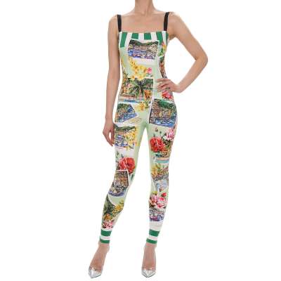 Portofino Overall Jumpsuit Hose Top Weiß Grün IT 40 DE 34 S