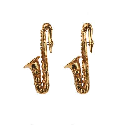Saxophone Metal Cufflinks Enamel Gold
