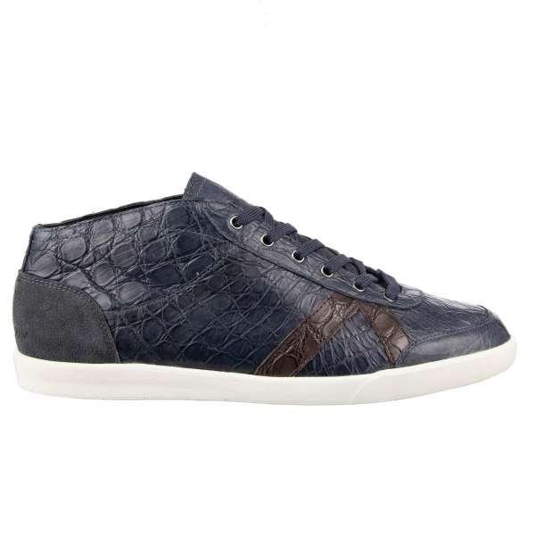 Crocodile Leather Mid-Top Sneaker INDOOR with logo by DOLCE & GABBANA