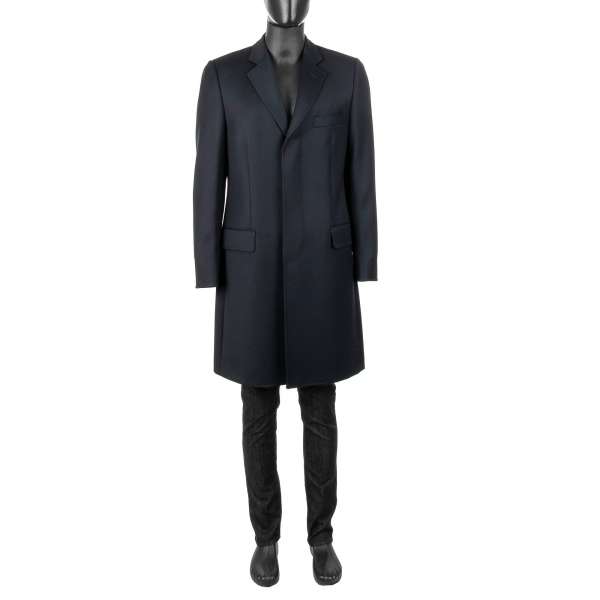 Klassischer leichter einreihiger Mantel mit versteckter Knopfleiste aus Schurwolle von DOLCE & GABBANA