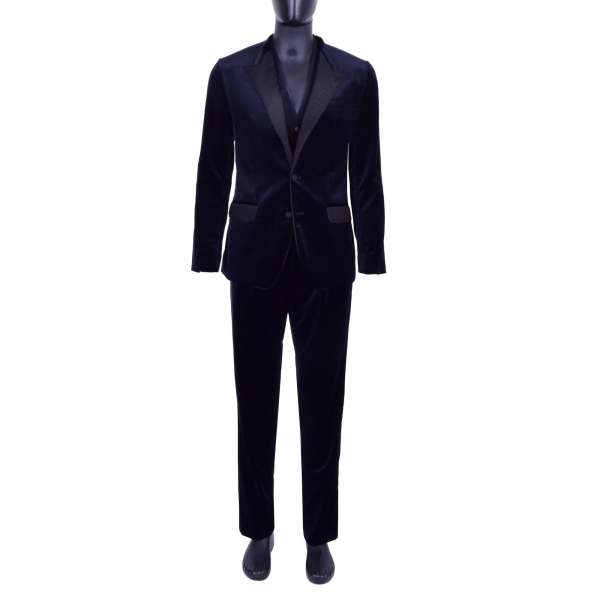 3-pieces velvet suit with black contrast reverse by DOLCE & GABBANA Black Line