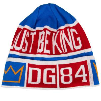 DG Just Be King Royals Logo Krone Mütze Hut Blau Rot Weiß