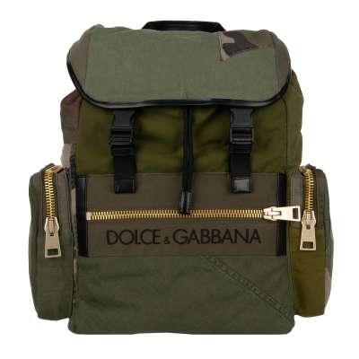 Military Camouflage Style Backpack with Pockets and Logo Khaki Black