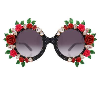 Rose Crystal Heart Oversize Sunglasses Red Black DG4367