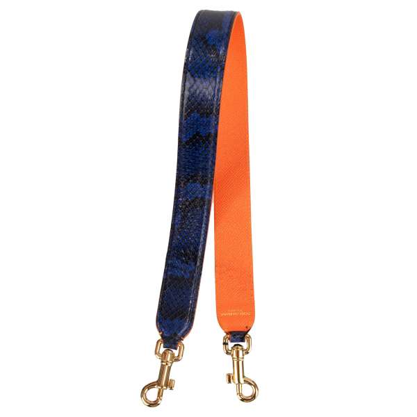 Schulterriemen für Tasche aus Dauphine und Schlangen Leder in Orange, Blau und Gold von DOLCE & GABBANA