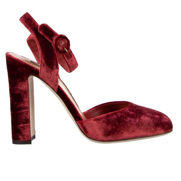 VALLY Mary Jane Velvet Pumps in red by DOLCE & GABBANA Black Label