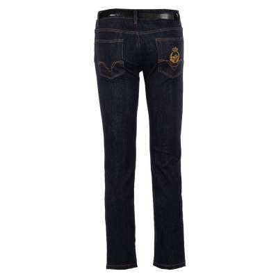 Straight Cut Jeans mit Krone Biene Stickerei Blau 46 30 S 