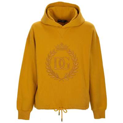 Oversize Baumwolle Hoodie mit Logo und Krone Stickerei Gelb S