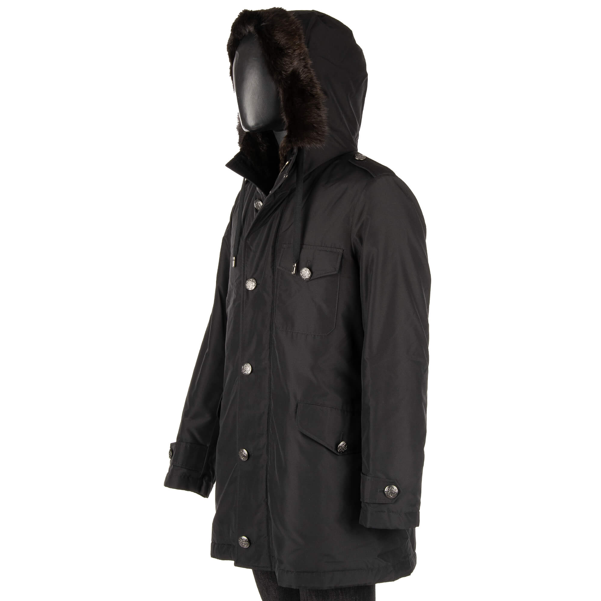 Dolce & Gabbana Silk Parka Jacket with Detachable Fur Lining and Hoody ...