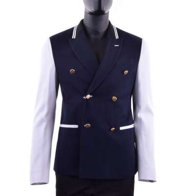 Navy Style Cotton Jacket Blue White