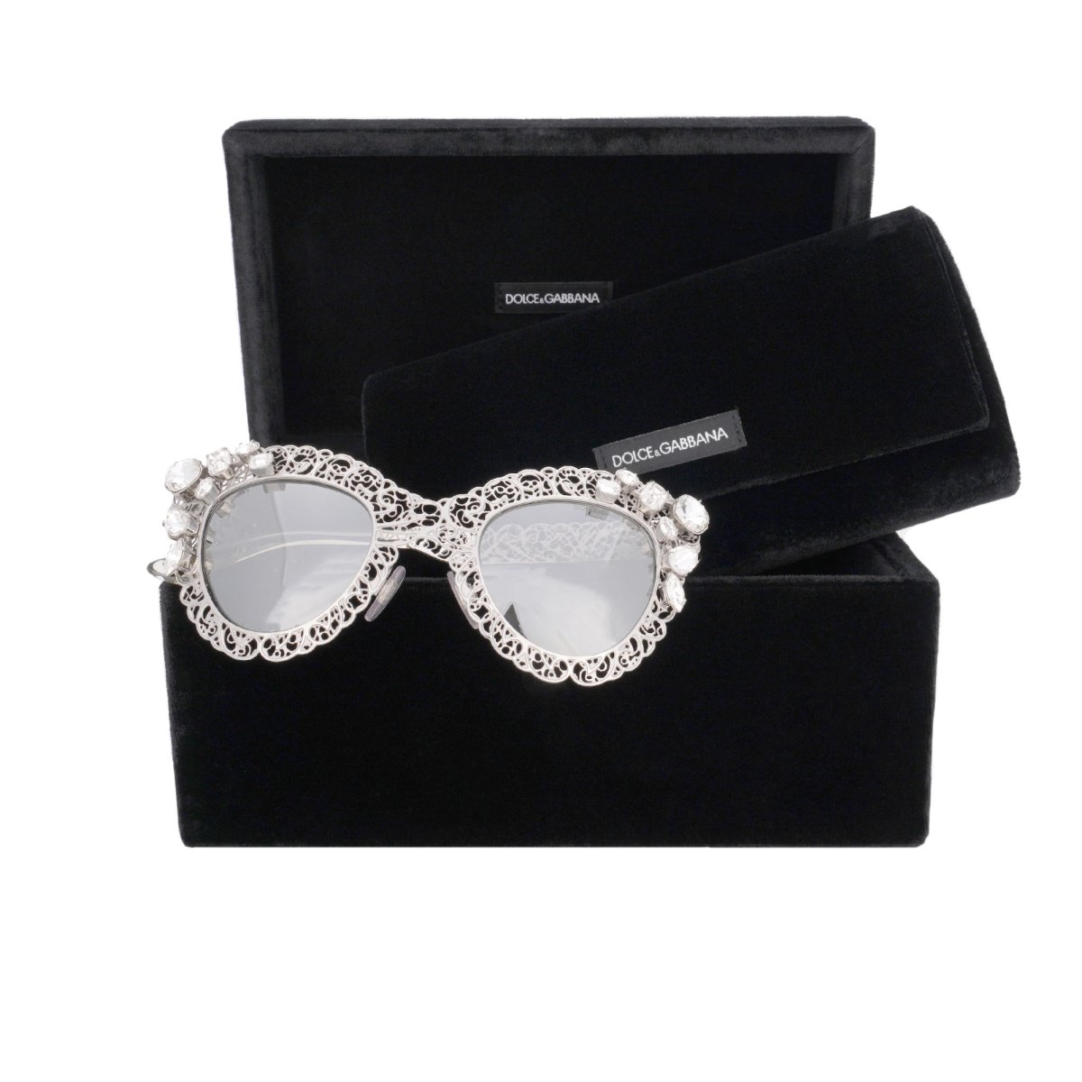 Dolce Gabbana Special Edition Filigree Metal Crystal Sunglasses DG 2134 Silver FASHION ROOMS