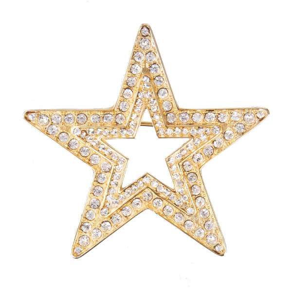Metal Star Brooch with crystals in Gold by DOLCE & GABBANA