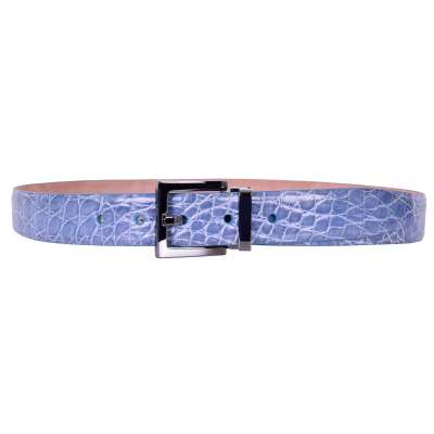 Crocodile Leather Belt Light Blue 80