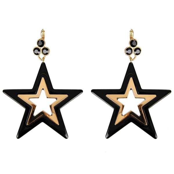 "Stelle" Star Earrings with Crystals in Gold and Black by DOLCE & GABBANA