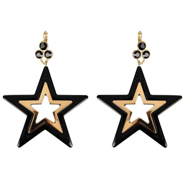 "Stelle" Stern Ohrringe mit Kristallen in Gold und Schwarz von DOLCE & GABBANA 