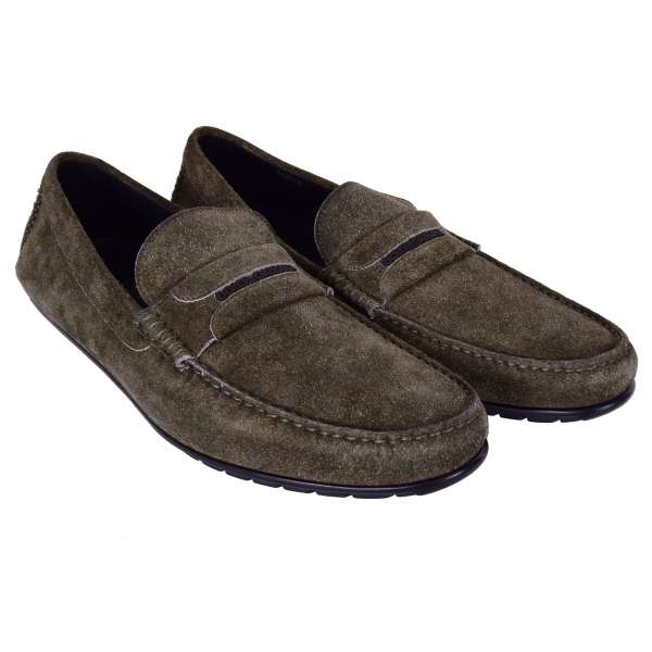 Suede Moccasins RAGUSA with stable sole and logo by DOLCE & GABBANA Black Label