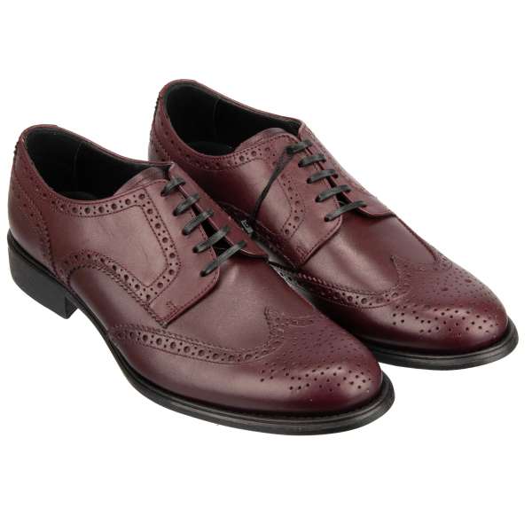 Exclusive formal London derby shoes made of calf leather in bordeaux by DOLCE & GABBANA