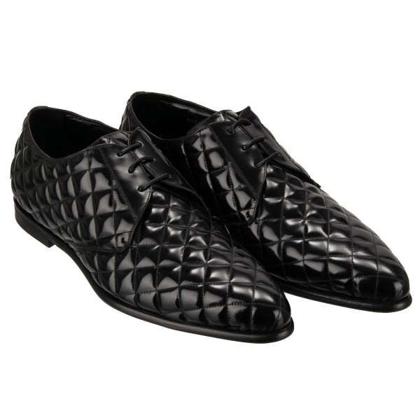 Klassische Glattleder Derby Schuhe COPERNICO gesteppt in Schwarz von DOLCE & GABBANA