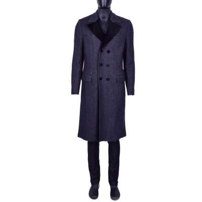 Zweireihiger Mantel aus Schurwolle mit Samt Details 50 M L
