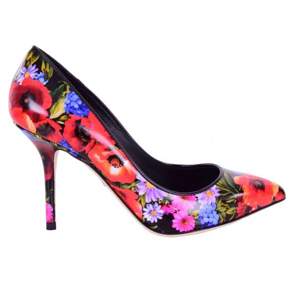 Klassische Leder Pumps BELLUCCI mit Blumen-Print von DOLCE & GABBANA