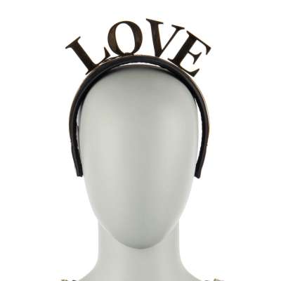 Love Crown Nylon Headband Black Gold