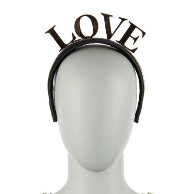 Love Crown Nylon Headband Black Gold