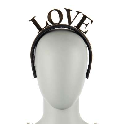 Love Krone Nylon Haarreif Schwarz Gold