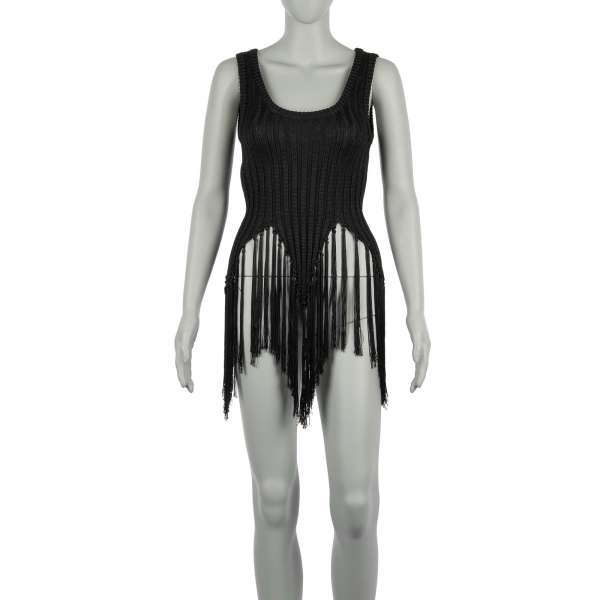Long elastic Tank Top with fringes by MOSCHINO COUTURE