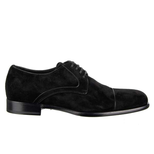 Elegant suede derby shoes in black by DOLCE & GABBANA