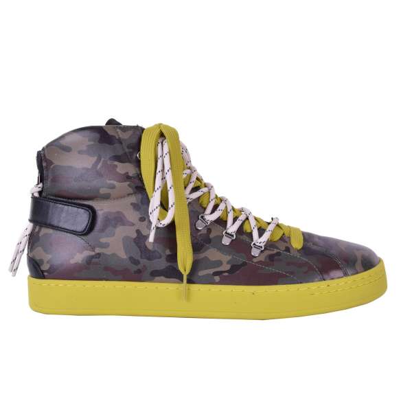 High-Top Sneaker NORVEGIA with camouflage print and lace, velcro & zip fastening by DOLCE & GABBANA Black Label