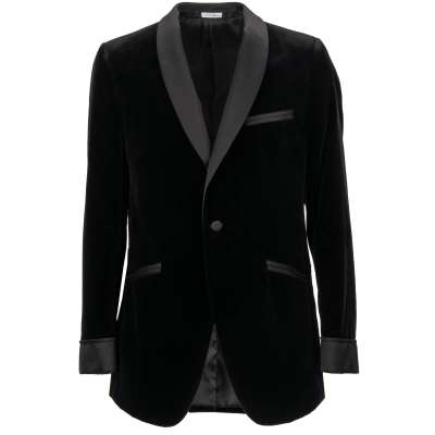 Seide Samt Blazer mit rundem Revers Schwarz 48 US 38 M 