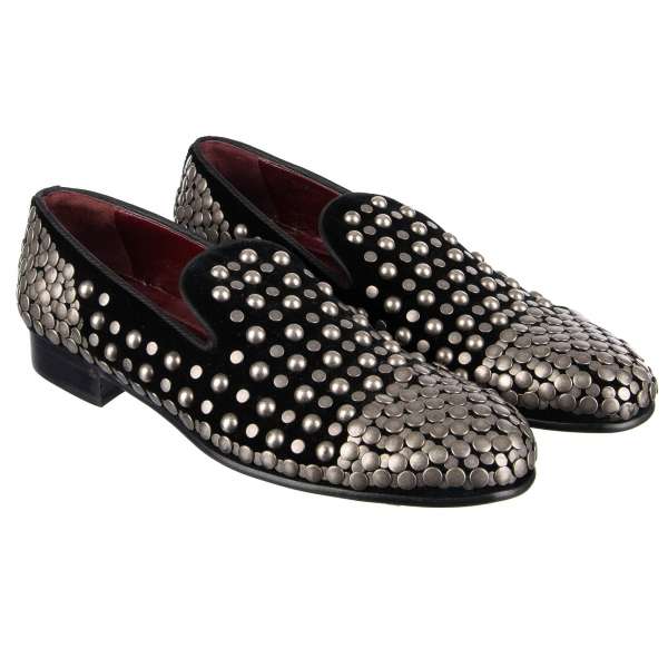 Velvet Loafer MILANO with massive studs applications by DOLCE & GABBANA