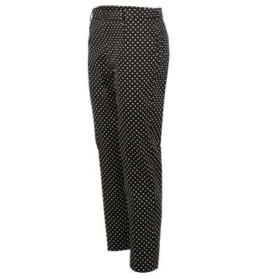 Cotton Dress Trousers with Polka Dot Print Black White 50 M-L