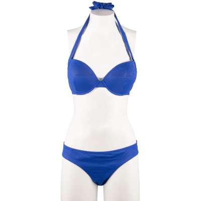 EA7 Seaworld Skulptur Push-Up Bikini mit Punkt-Textur Blau XL