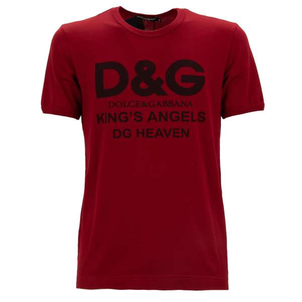 Cotton T-Shirt with King's Angels DG Heaven Logo in red by DOLCE & GABBANA