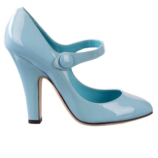 COCO Mary Jane Pumps aus Lackleder in Blau von DOLCE & GABBANA Black Label