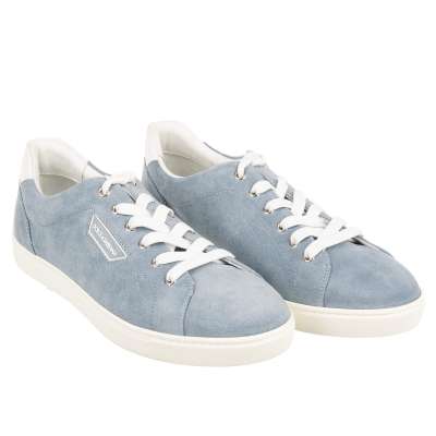 Low-Top Suede Sneaker LONDON with Logo Blue White 43.5 UK 9.5 US 10.5