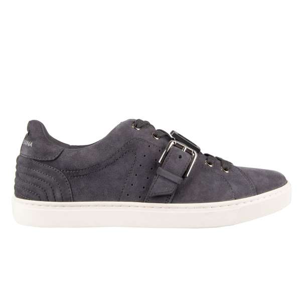 Suede Low-Top Sneakers with lace and buckle closure and a large DG Logo by DOLCE & GABBANA