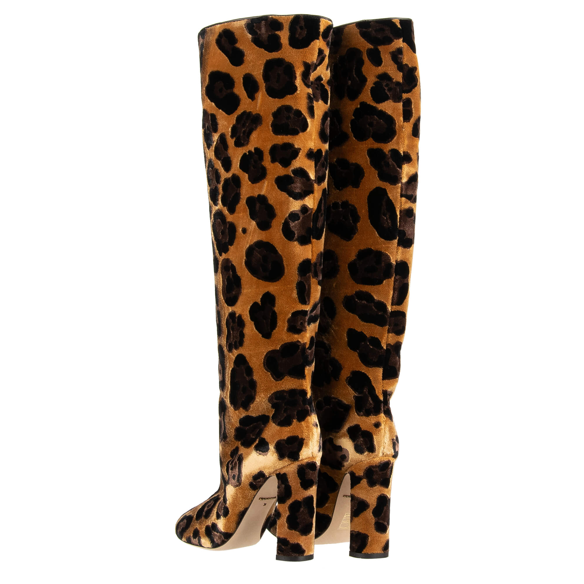 Dolce Gabbana Leopard Velvet Leather Boots VALLY Brown 38 FASHION ROOMS