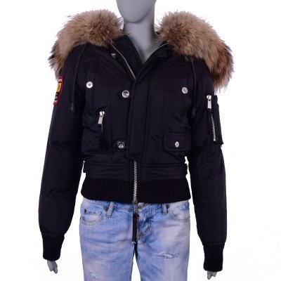 Dsquared2 Down Bomber Jacket FIGHTING DUDES Black 38 FASHION ROOMS