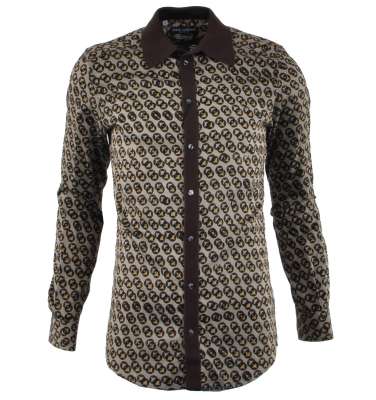 GOLD Shirt with Knit Collar Brown