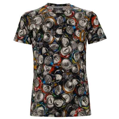 Slim Fit Crushed Soda Can Cotton T-Shirt Gray 46 S