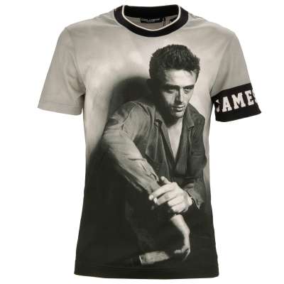 James Dean Picture Cotton Silk T-Shirt Gray Black