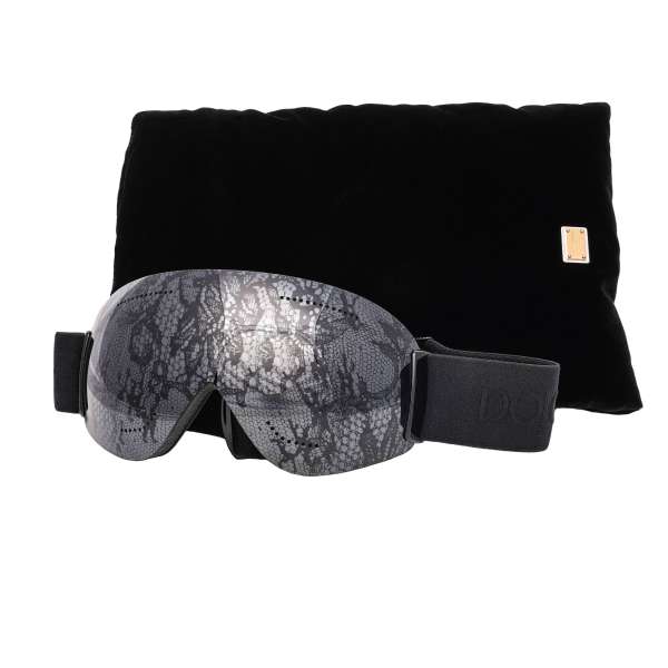 Lace pattern mirrored lense Ski Goggles BI0759 with black strap by DOLCE & GABBANA