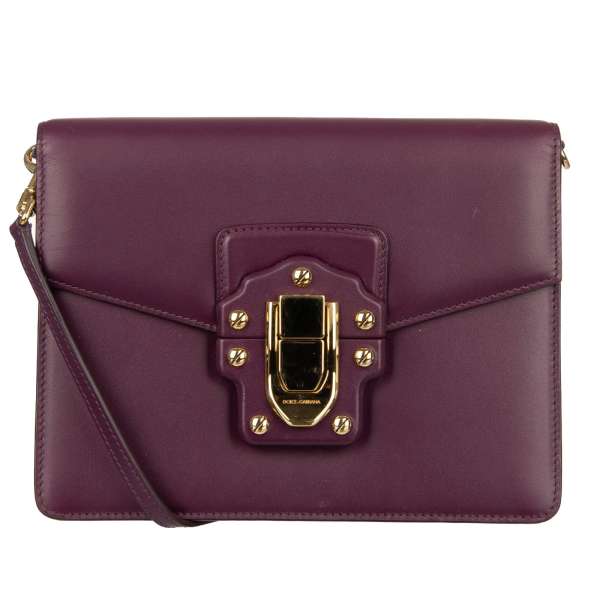 Leather shoulder bag / clutch LUCIA with adjustable strap, mirror and buckle with studs by DOLCE & GABBANA