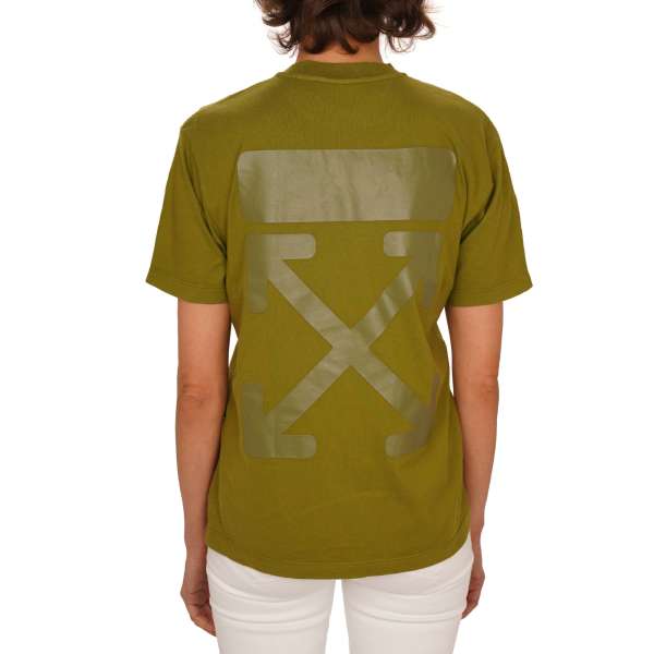 Cotton T-Shirt with Logo on the back in military green by OFF-WHITE c/o Virgil Abloh