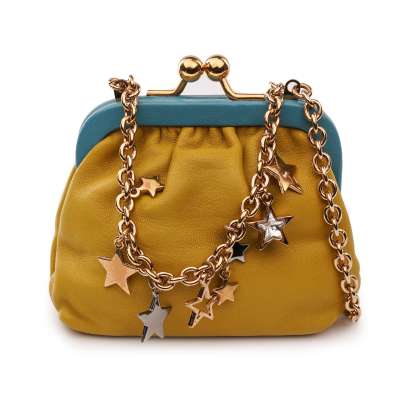 Star Metal Chain Clutch Purse Bag Gold Green Yellow Blue