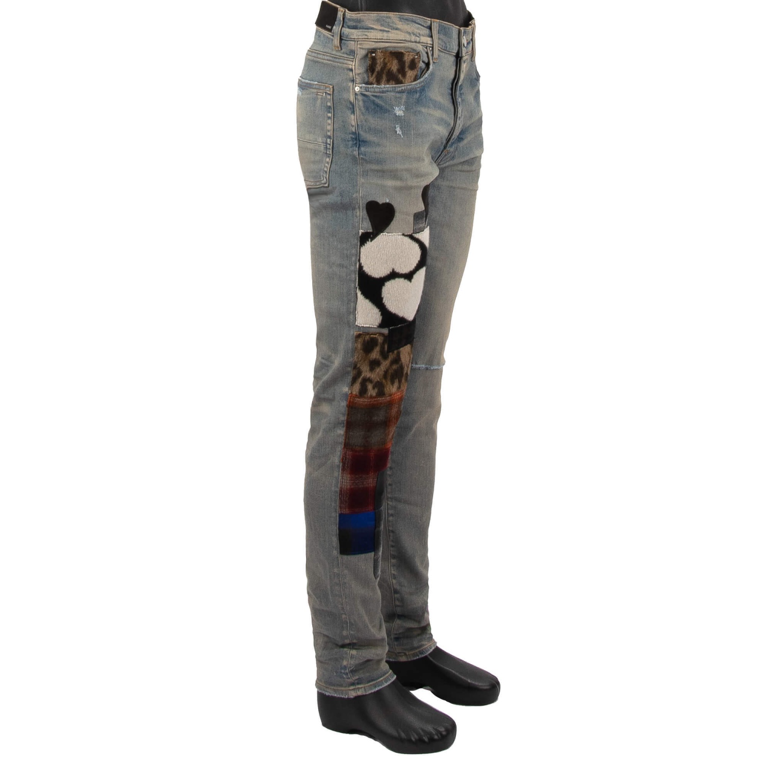 AMIRI Artpatch Skinny Jeans Pants with Patchwork Applications