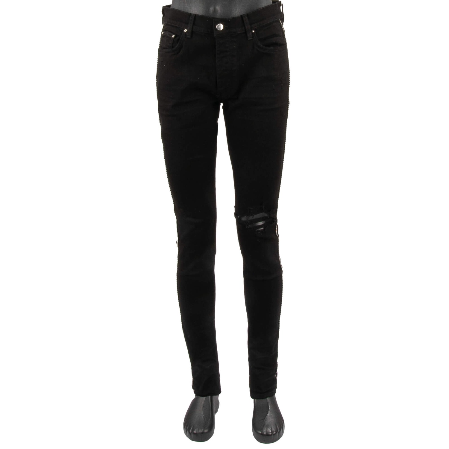 AMIRI Crystal Track Skinny Stretch Jeans Pants with Crystals
