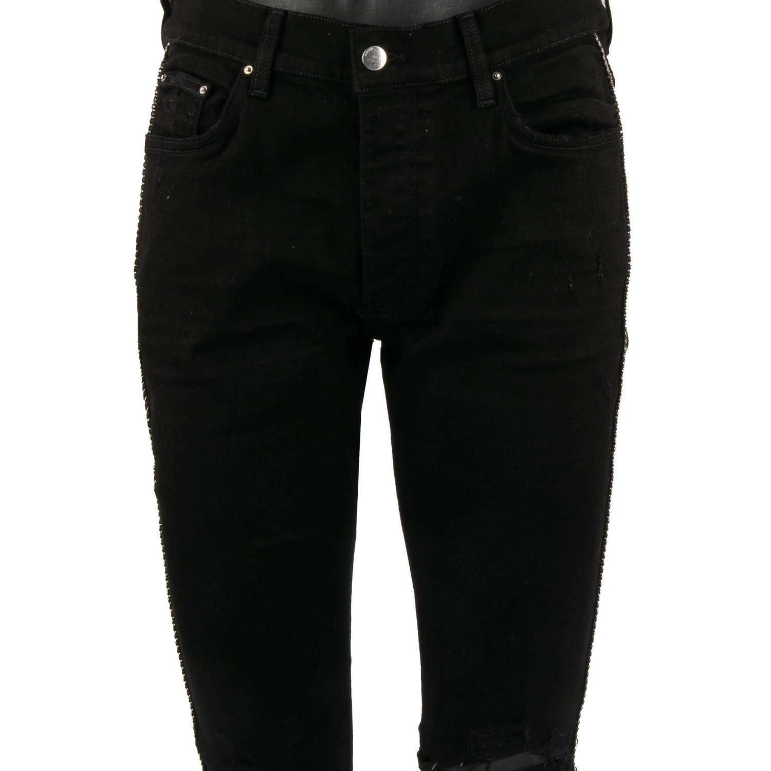 AMIRI Crystal Track Skinny Stretch Jeans Pants with Crystals